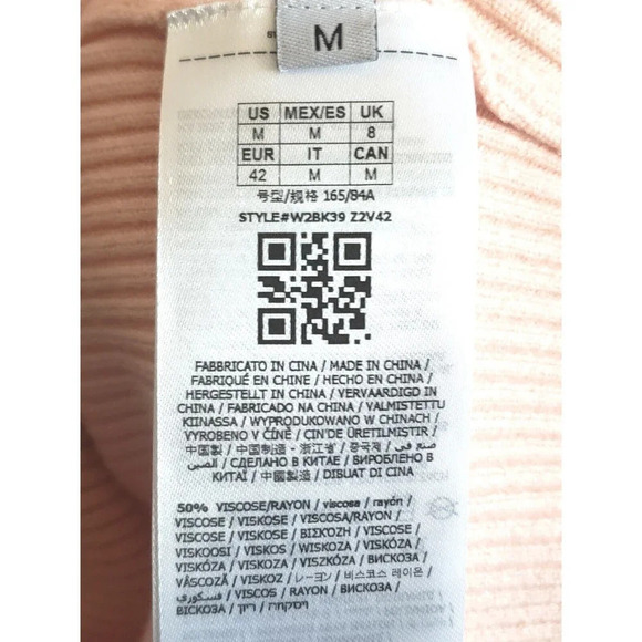 GUESS Dress Women's Medium Pink Knit Body Con Rose Gold Buttons - Picture 8 of 8